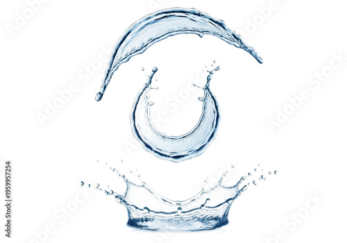 Water splash isolated on transparent background in a circular motion