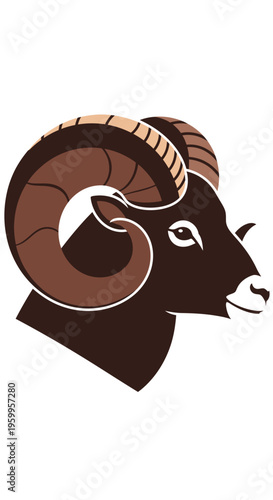 Wallpaper Mural Brown Ram Head Illustration. Torontodigital.ca