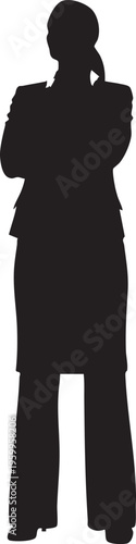 Silhouette of a businesswoman with her arms crossed standing confidently