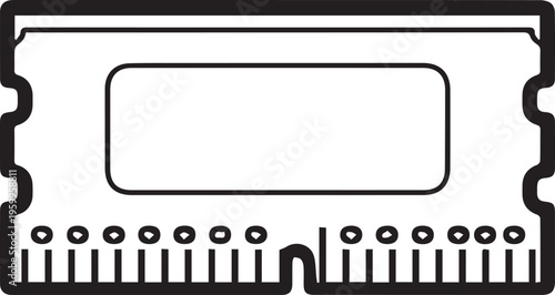 Minimalist RAM Memory Module Icon Isolated on White Background
