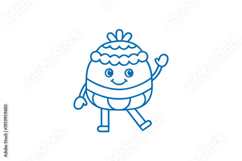 Smart Hala Fruit Cartoon Character Reading a Book, Line Art Vector Illustration