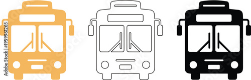 bus vector icon silhouette set