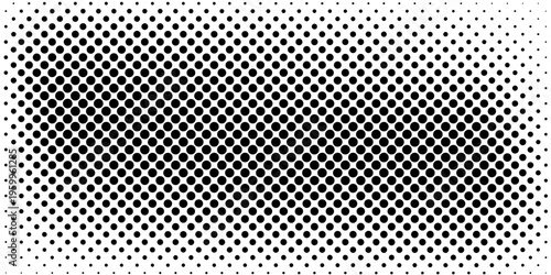 Set of halftone dots gradient pattern texture isolated on white background. Straight dotted spots using halftone circle dot raster texture. Vector blot half tone collection.