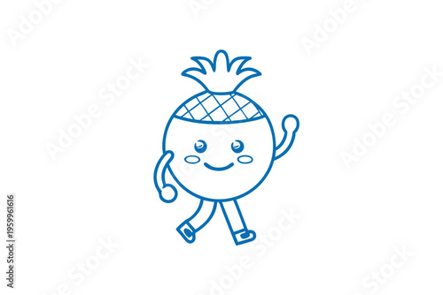Sweet Hala fruit cartoon, line art illustration, charming character for kid-friendly designs