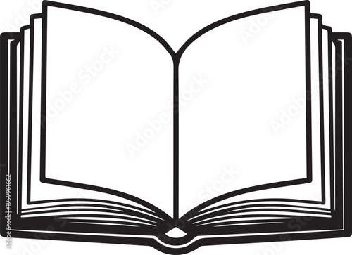 Open book line art icon isolated on white minimalist design vector illustration
