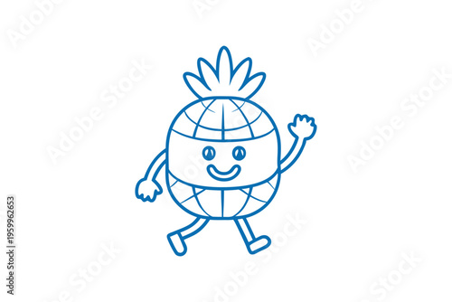 Artistic Hala fruit illustration, simple line art cartoon character for creative projects