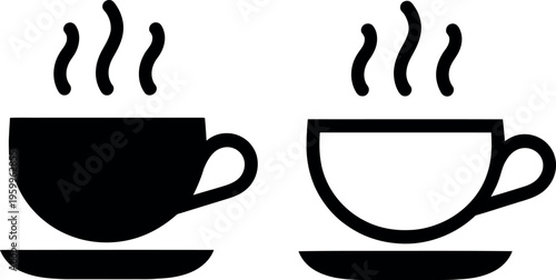 Two contrasting coffee cups with steam rising from them side by side