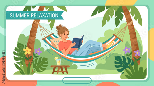 Woman Relaxing in a Hammock on a Summer Day