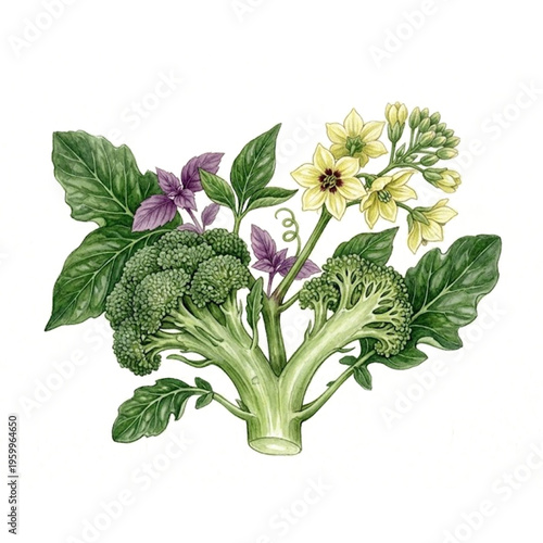 Fresh Broccoli Vegetable Illustration Isolated on Transparent Background Vector EPS