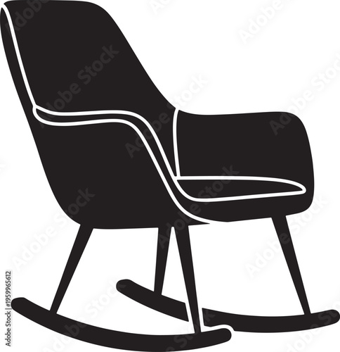 Rocking chair with white outline on white background