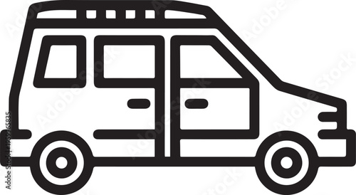 minimalist minivan outline icon