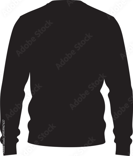 A black long sleeve sweatshirt is shown from the back on a plain white background, providing a clean and simple visual for design or mockup purposes.