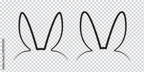 Bunny Ears Headband Illustrations for Easter or Cosplay isolated on Transparent Background. EPS 10.