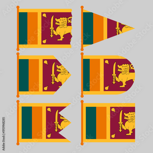 Sri Lanka flag in different shapes
Vector flagpole with different shapes on a white background isolated