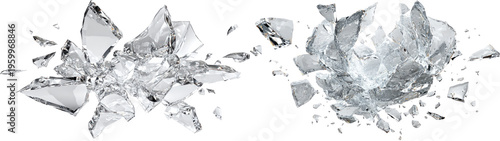 Photos Smashed glass shards scattered Shattered glass pieces scattered on a white surfa