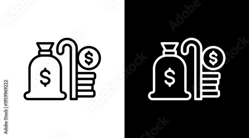 Retirement Fund White Icon Set Design