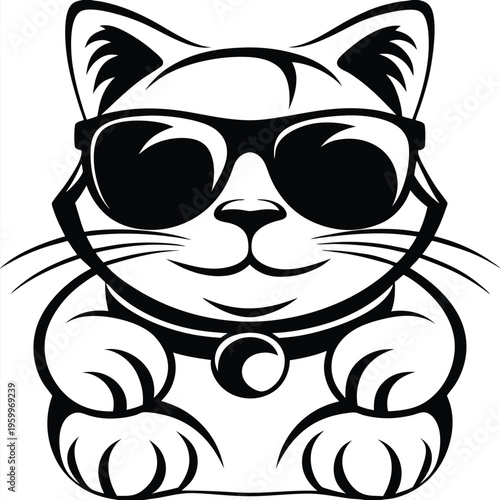 Gentle Line Art Cartoon Cat Illustration for Veterinary Brochures and Children's Picture Books