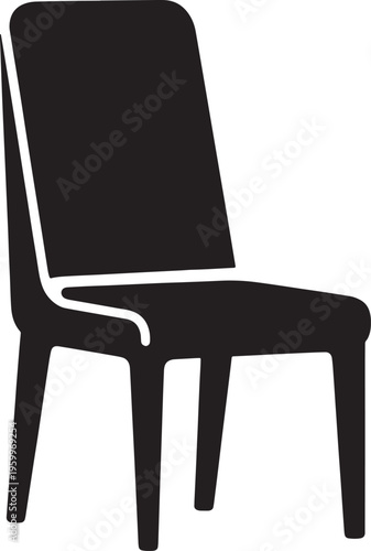 Simple chair silhouette with four legs and curved backrest and armrest