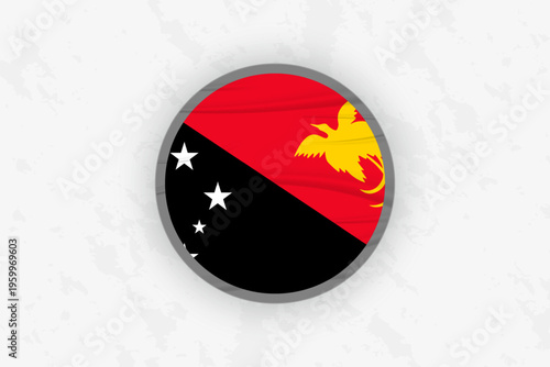 Papua New Guinea Flag Circular Sticker Design, National Pride Decal.