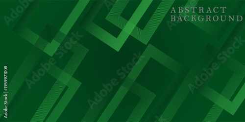 Dynamic fluid green geometric with rectangular box lines gradient background. Vector illustration