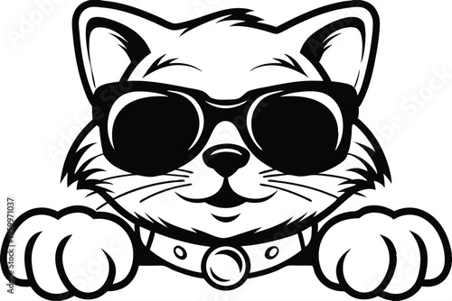 Sweet Hand-Drawn Cartoon Cat Outline for Greeting Cards, Invitations, and Home Decor