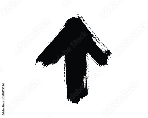 Brush Up Arrow Icon – Hand Drawn Grunge Direction Symbol