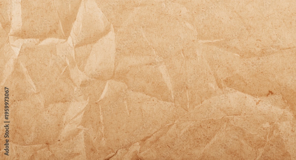 Fototapeta premium Closeup of natural recycled paper texture featuring shiny wrinkles and white art light tone with copy space
