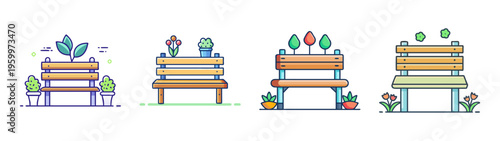 Garden chairs with plants illustration vector design outdoor furniture and garden decor ideas art 90