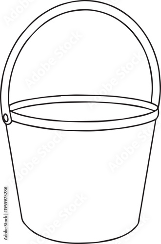 Sand Bucket Silhouette Vector, Beach Toy and Bucket Icon Isolated Black Shape