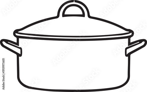 Cooking Pot Silhouette Vector, Kitchen Pot and Cooking Vessel Icon Isolated Black Shape