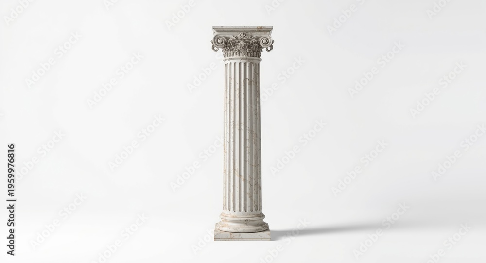 Fototapeta premium Greek style pillar isolated on a bright white studio background