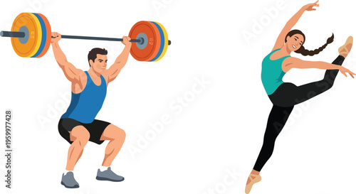 Muscular athlete successfully completes an overhead barbell squat during.