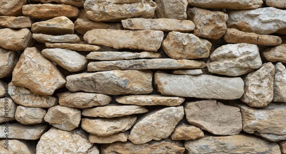 Fototapeta premium Closeup view of natural cobblestone stack showcasing durable building material for walls and roads