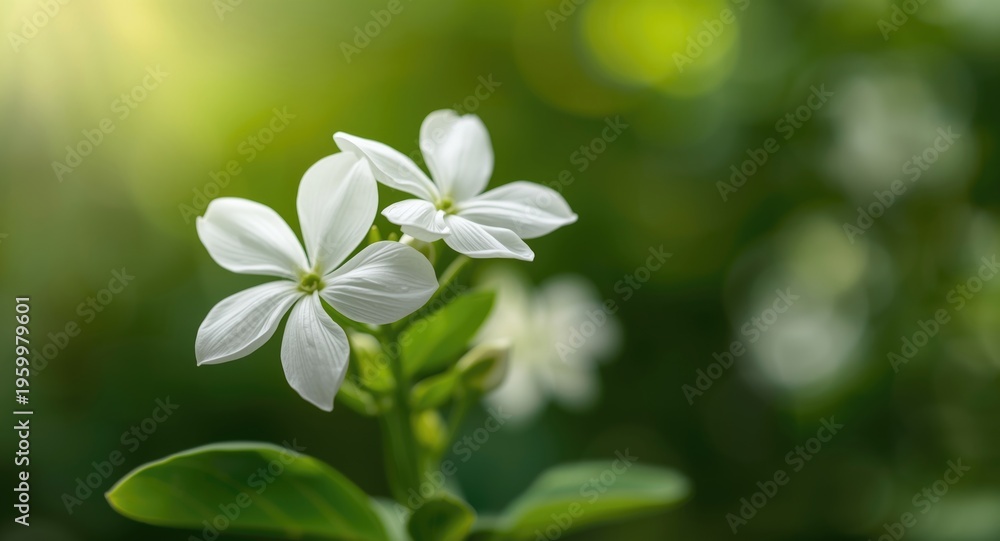 Fototapeta premium Close up image capturing delicate jasmine blossoms with room for adding text