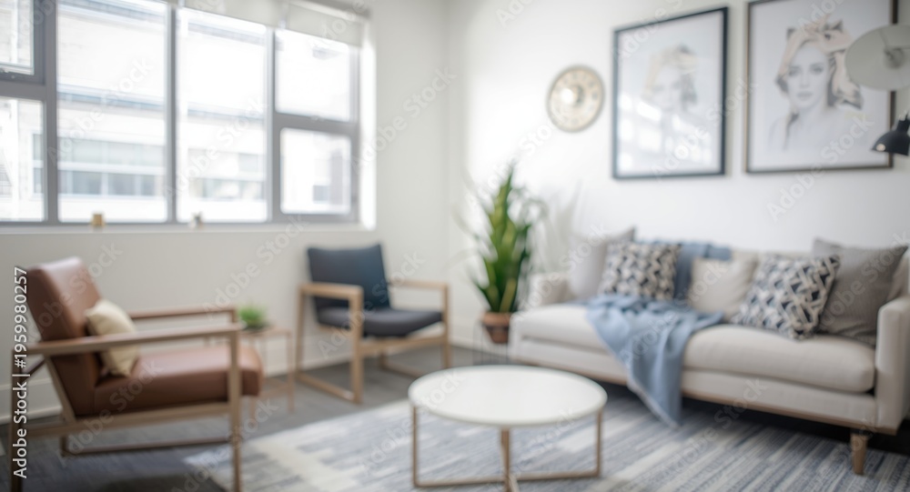 Obraz premium Psychologist therapy room with sharp selective focus and generous copy space for text