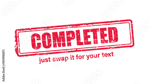 completed red rubber stamp vector with distressed ink texture and clean frame, built for packaging, shipping labels, office paperwork, certification workflows, and commercial branding use.