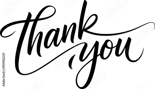 Elegant cursive thank you message in black ink