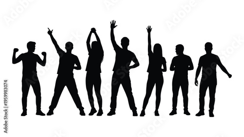 A group of people in different dance poses