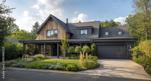 Modern roomy detached dwelling with recent build and flourishing natural plants