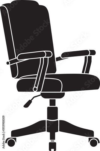 Office chair with wheels and armrests for working comfort