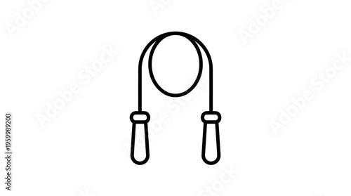 Minimalist Outline of a Jump Rope on White Background