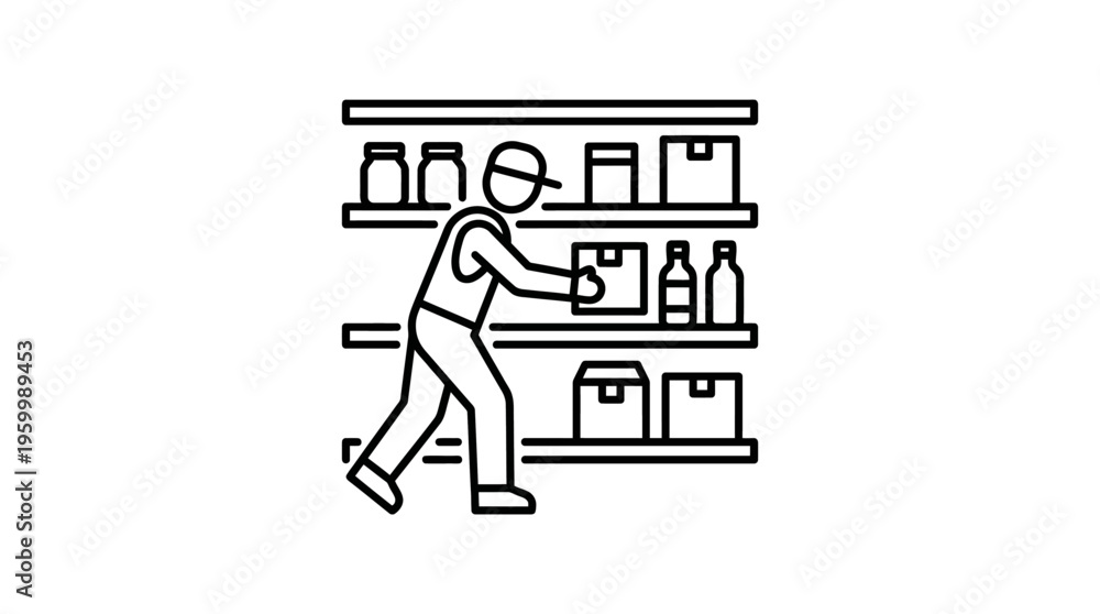 Fototapeta premium Warehouse Worker Stacking Boxes on Shelves