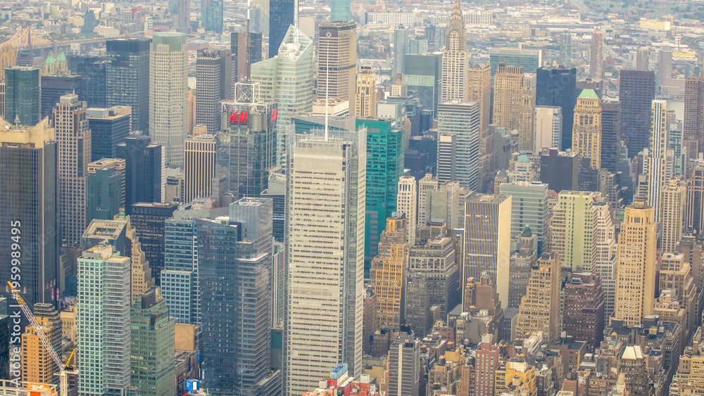 Fototapeta Aerial View of Manhattan from Helicopter, Capturing NYC’s Iconic Skyline