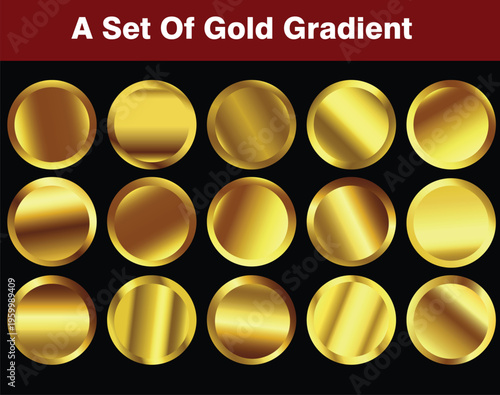 Yellow Gold Gradient Circle Vector Set - EPS SVG