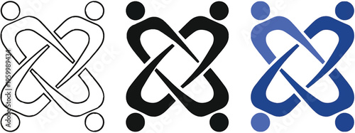Teamwork and collaboration icon with people forming a circle. Symbol of unity, cooperation and mutual support. Ideal for team building, community concepts, group projects. Teamwork logo
