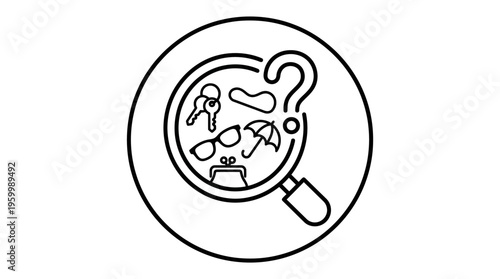 Lost and Found Icon with Search Magnifying Glass
