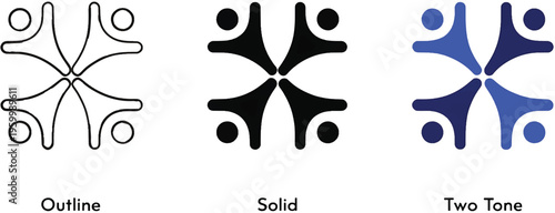 Teamwork and collaboration icon with people forming a circle. Symbol of unity, cooperation and mutual support. Ideal for team building, community concepts, group projects. Teamwork logo