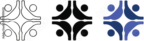 Teamwork and collaboration icon with people forming a circle. Symbol of unity, cooperation and mutual support. Ideal for team building, community concepts, group projects. Teamwork logo