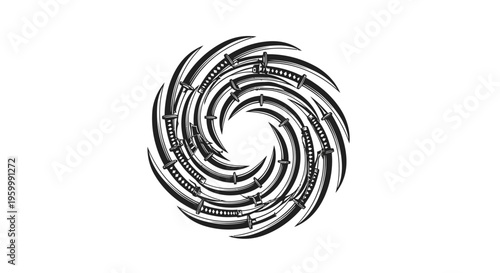 Abstract Spiral Design with Sharp Elements - Dynamic Circular Pattern