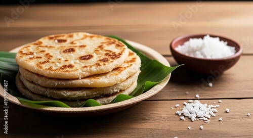 Pol Roti Stack: Sri Lankan Coconut Flatbread on Banana Leaf